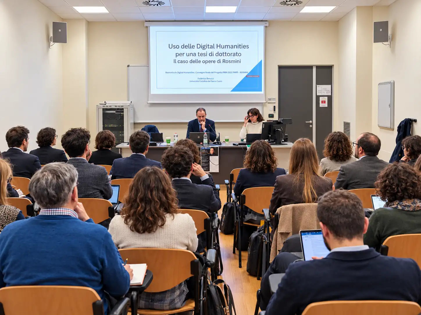 Foto relatore durante conferenza università di trento